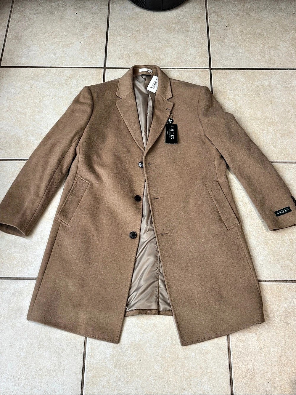Lauren Ralph Lauren Men's Wool-Style Topcoat in Brown Size XL NWT